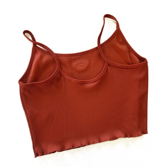 Nike Women’s Large Firewood Orange Rib Crop Tank Top Shirt - Picture 7 of 7